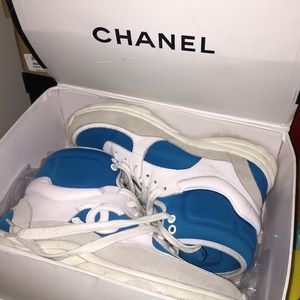 Chanel blue & white sneakers